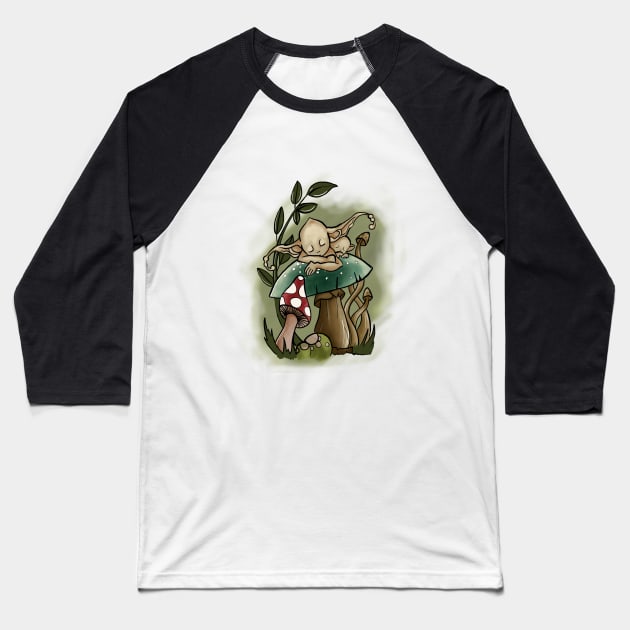 Fairy on a mushroom Baseball T-Shirt by CréaTiff